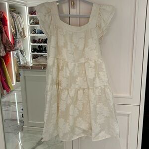 ENTRO dress || size L white ruffle poplin cap sleeve